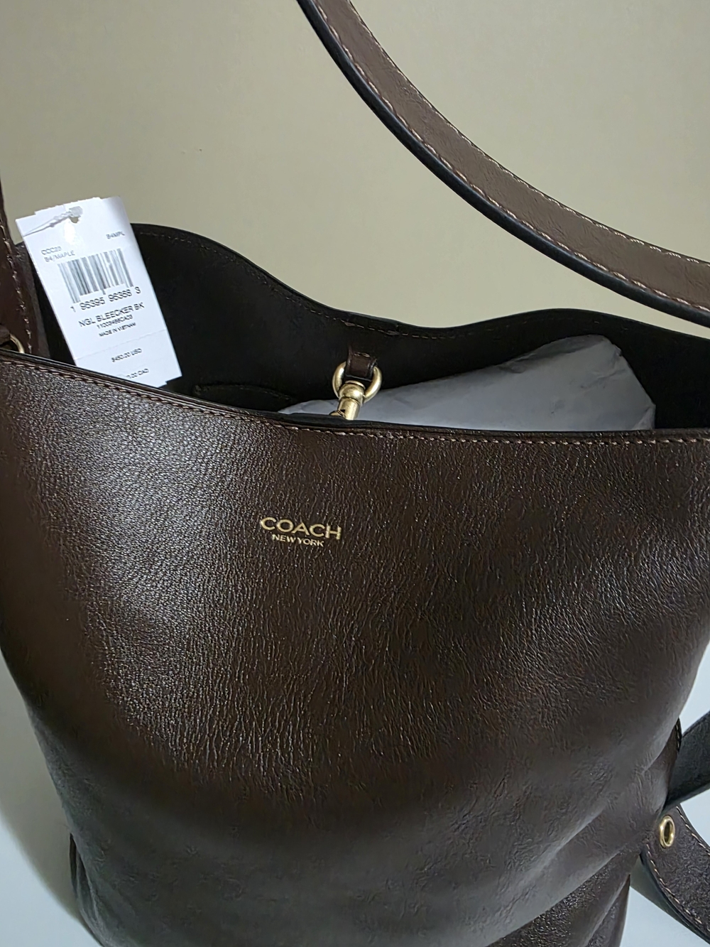 NWT Coach Bleecker Bucket Bag Natural Grain Leather Maple - Picture 2 of 8